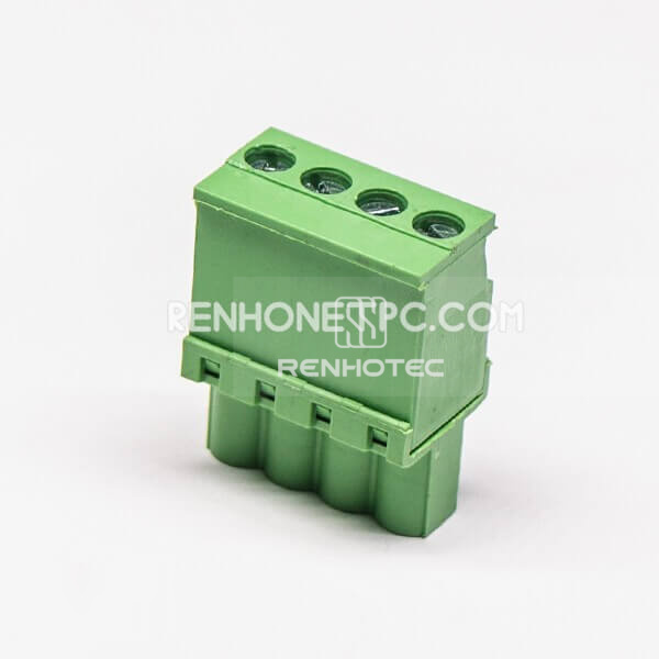 Plug in Terminal Block Connector 4pin Straight Through Green Connector