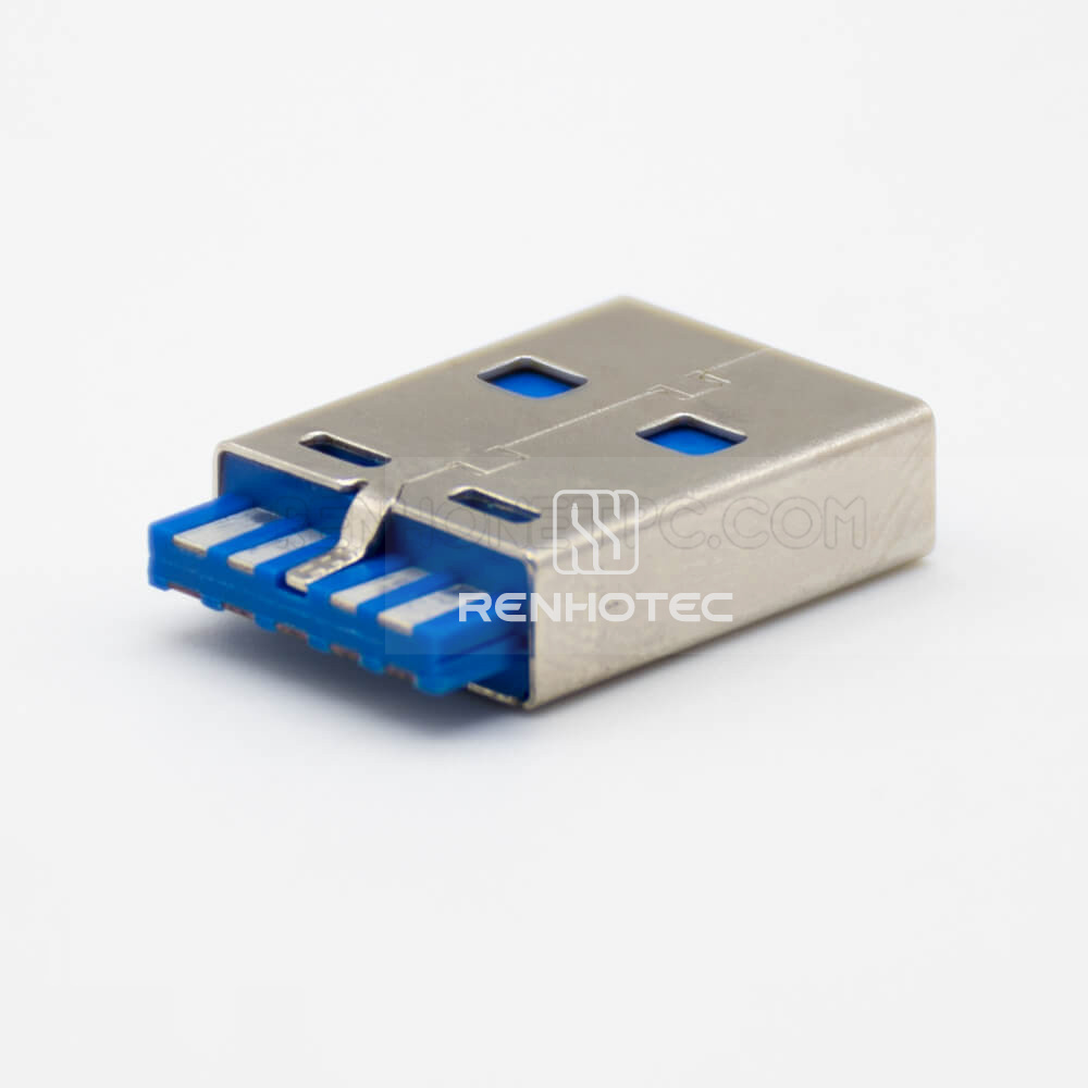 USB 3.0 Type A Male Connector Straight 9 Pin Solder Type