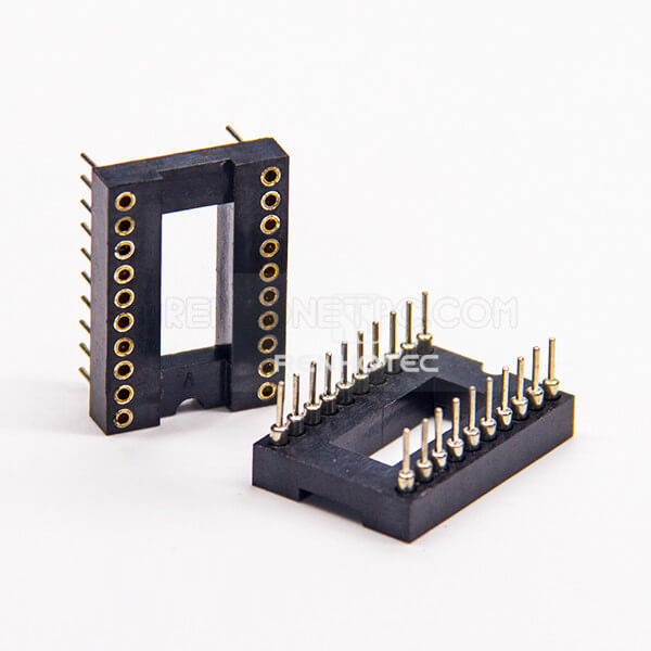 20 Way Dual Row Circular Holes Female Header Connector Through Hole