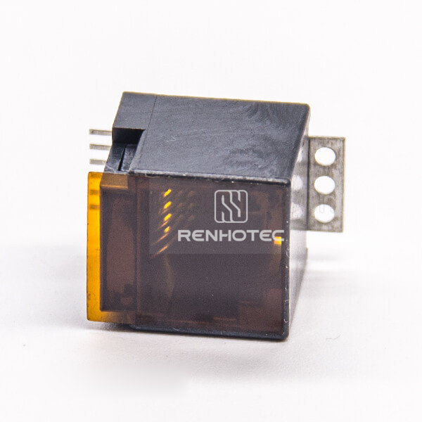Black RJ12 Socket 180 Degree SMT Type Unshielded PCB Mount Without LED