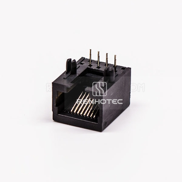 RJ45 Female socket 90 Degree 1 Port Black 90° Unshield Without LED for PCB Mount
