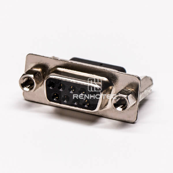 D-SUB 9 Pin Female Straight Harpoon Through Hole for PCB Mount Connector