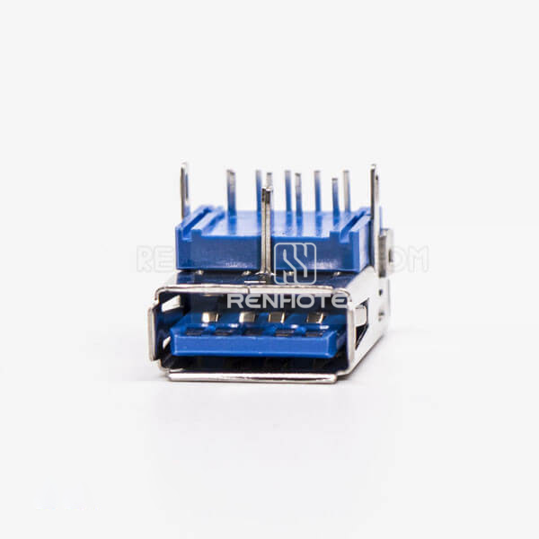 USB 3.0 Port Female Right Angle Blue Through Hole for PCB Mount