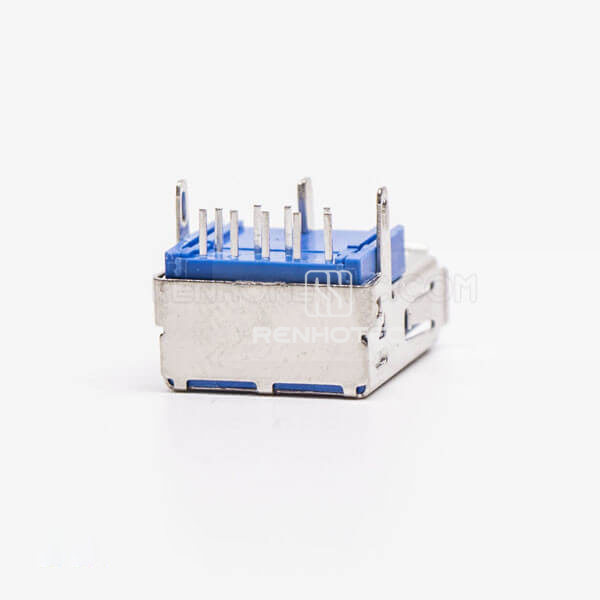 USB 3.0 Port Female Right Angle Blue Through Hole for PCB Mount
