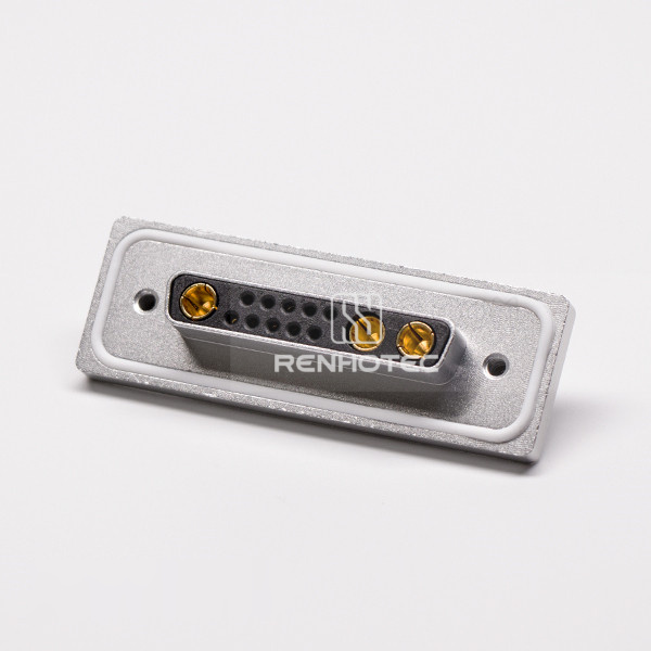 Waterproof D-SUB 13w3 Connector Female Power 90° hough Hole