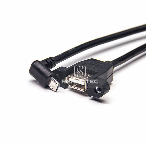 Micro USB Up Angle Male to USB 2.0 Type A Female Straight OTG Cable