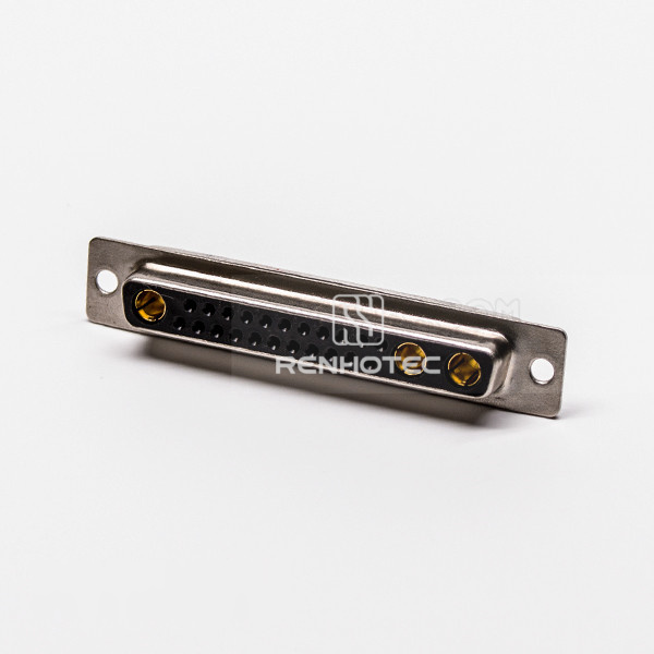 25 Pin D-SUB Connector Female 25W3 Through Hole 180° Staking Type For PCB Mount
