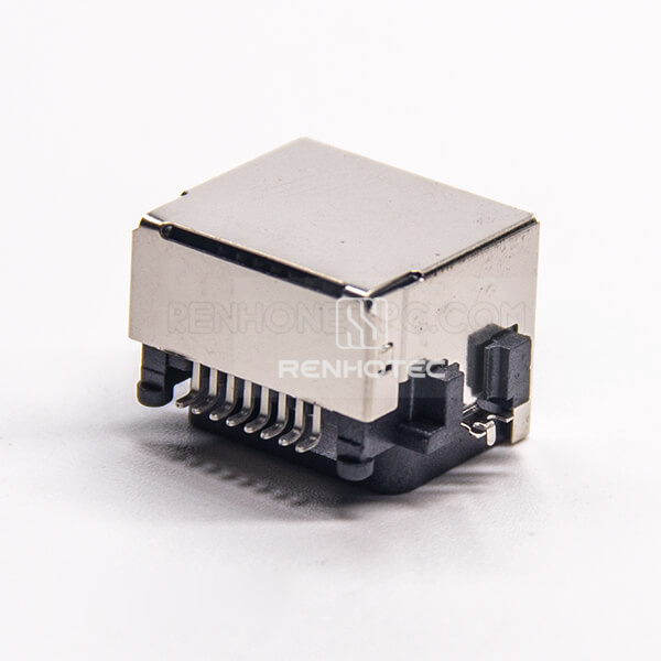 RJ45 Connectors Socket Right Angle Shielded Without LED Offset Type SMT for PCB Mount