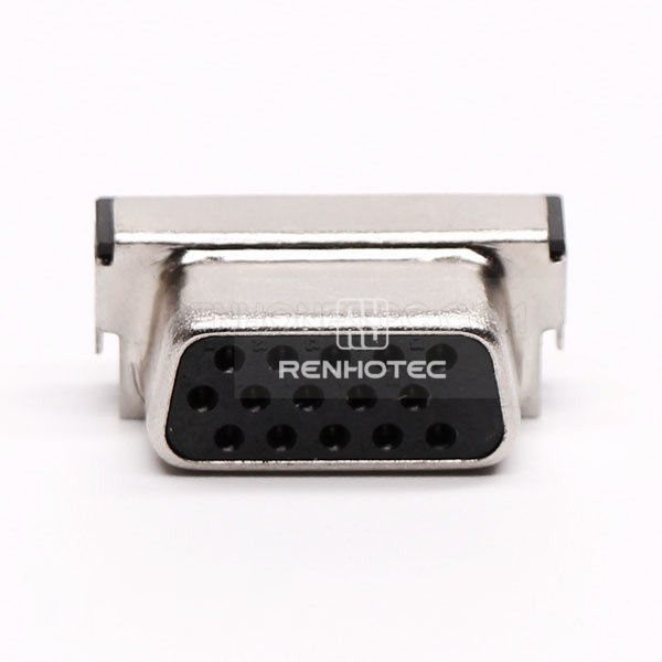 15-Contact Female D-SUB Connector, Right-Angle SMT