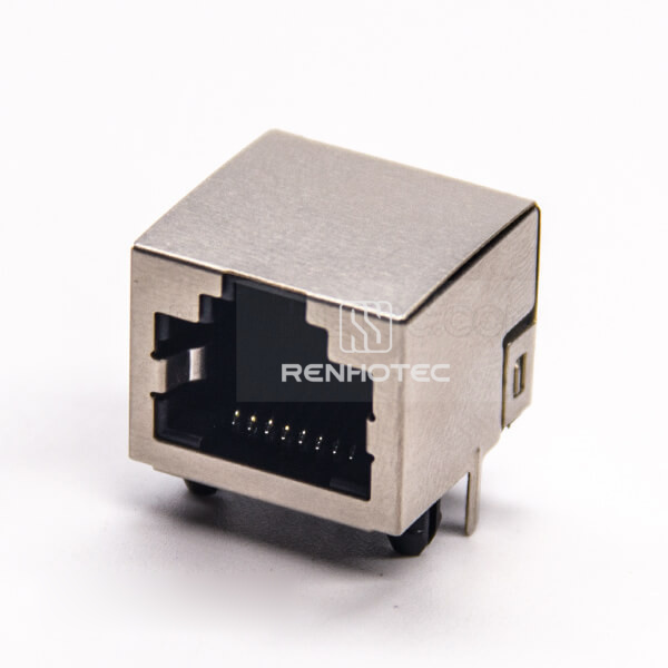 Single Port RJ45 Connector LAN Shielded Jack Through Hole with EMI 8p8c