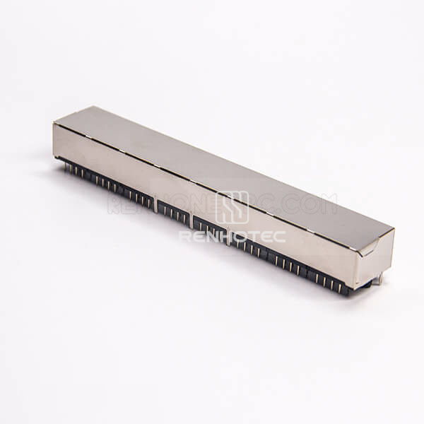 8 Port RJ45 Socket Netword Connector 90 Degree 8p8c Shielded DIP Type PCB Mount