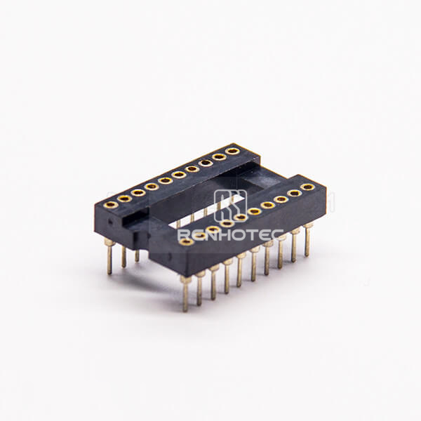 20 Way Dual Row Circular Holes Female Header Connector Through Hole