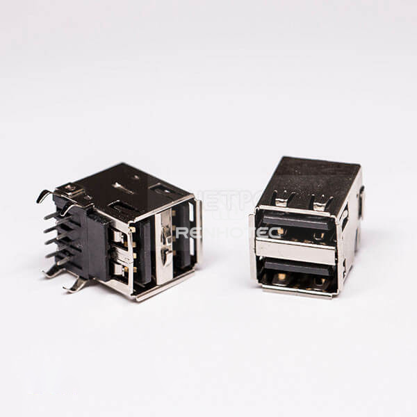 USB 2.0 High Speed Type A Right Angle Female two Port USB Connector