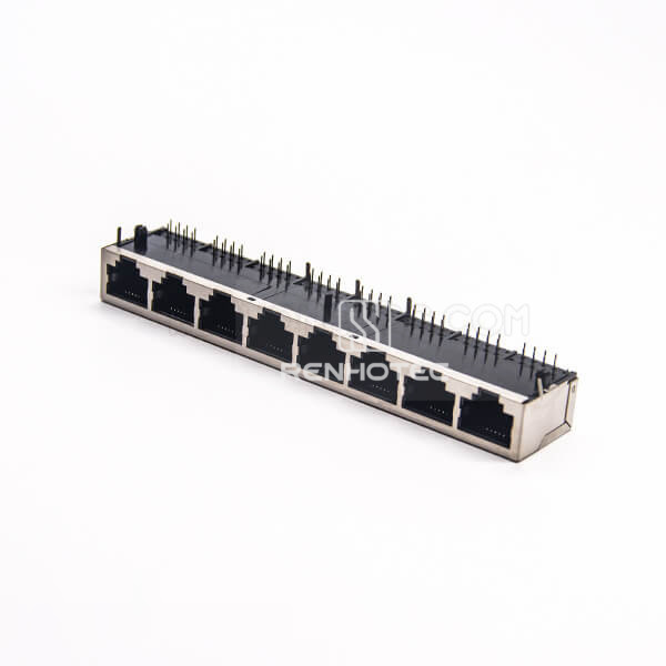 RJ45 8 Port Connector Angled Multiple Port Jack 8p8c Shielded for PCB Mount