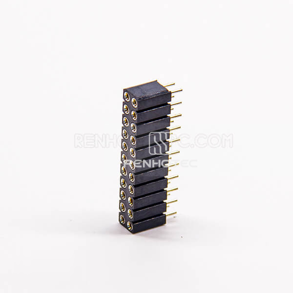 Female Header Circular Holes Dual Row 22 Way 2.54mm Pitch DIP
