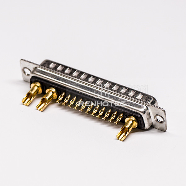 D-SUB 25W3 Connector Male Solder Type 180° High Current for Cable with Staking