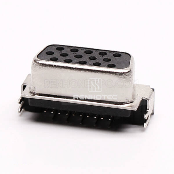 D-SUB 15 Pin Connector Female Right Angle PCB Mount