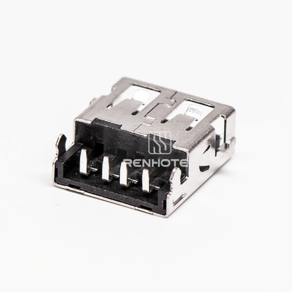 SMT Female 90 Degree USB2.0 Offest Type Through Hole