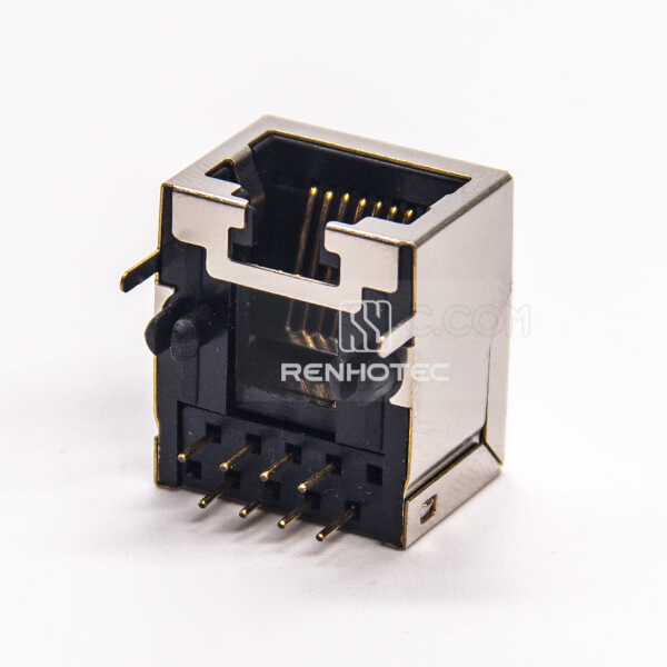 Cat6 8p8c Modular Connectors Network Connector Through Hole Single Port with EMI