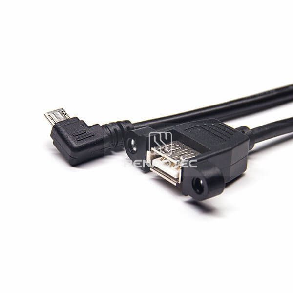 Micro USB Right Angle Male OTG Cable to USB A Straight Female