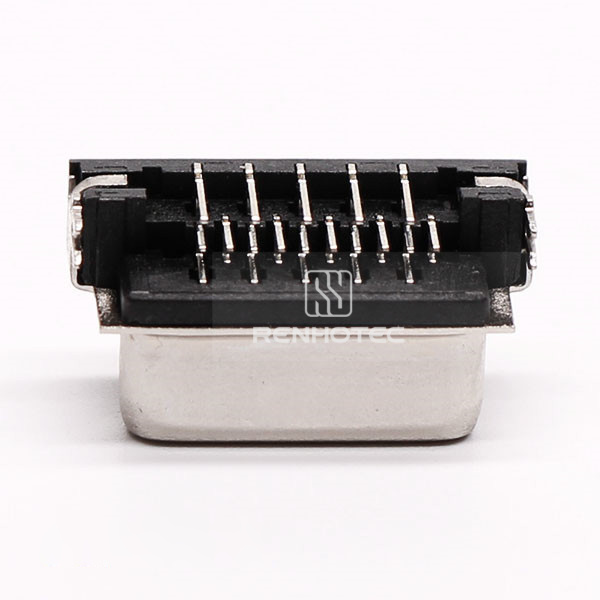 15-Contact Female D-SUB Connector, Right-Angle SMT