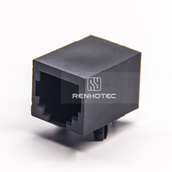 RJ45 to Ethernet Socket PCB Mount DIP Type 90 Degree Black Plastic Unshielded