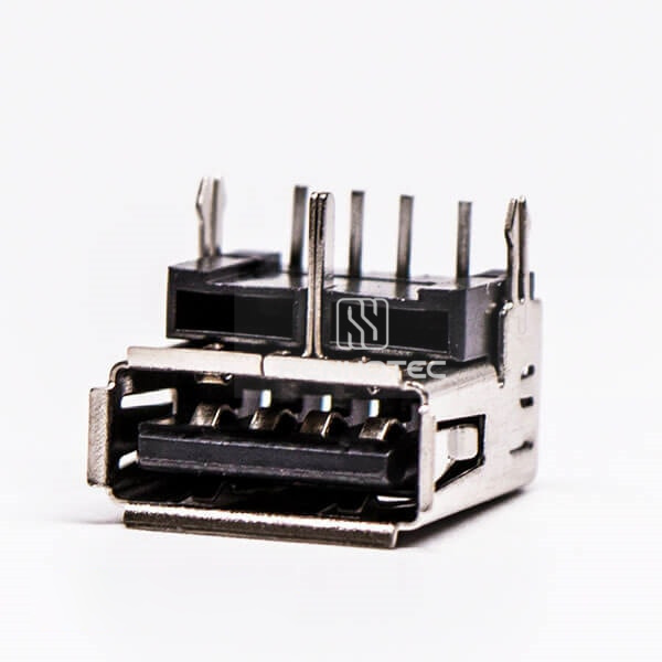 Right Angle Female USB Through Hole Harpoon for PCB Mount