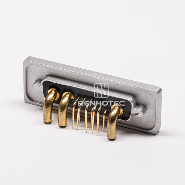 Waterproof D-SUB 13w3 Connector Female Power 90° hough Hole