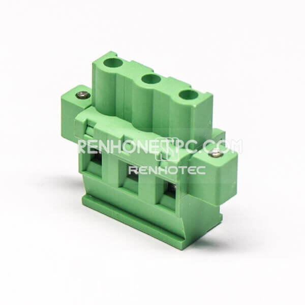 Plug in Terminal Block Straight Through Hole 3pin Green Clamp Type