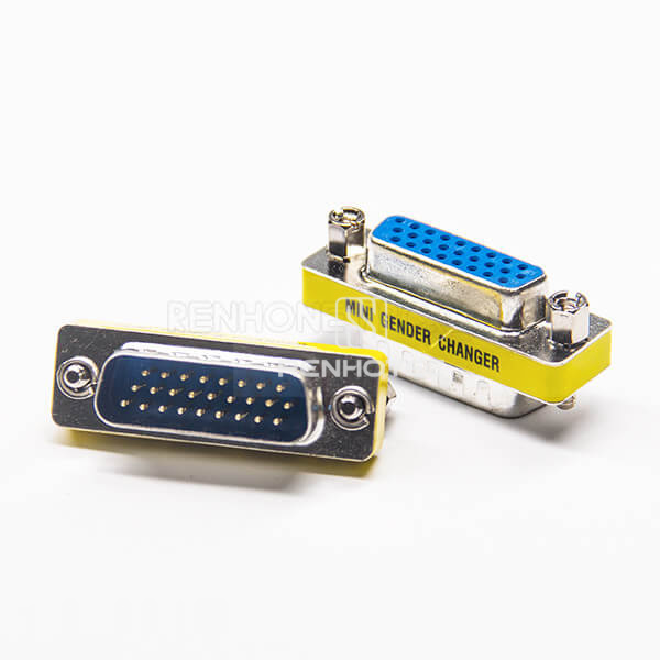 26 Pin Adapter Straight Metal High Density D-SUB Male To Female
