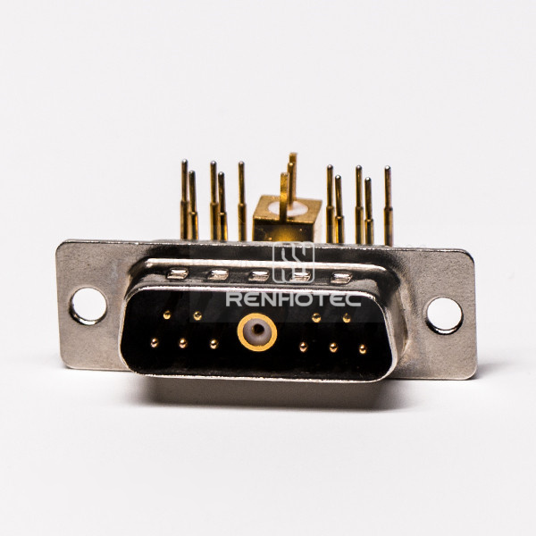 Right Angle Coaxial D-SUB Male Solder Type with Staking for PCB Mount