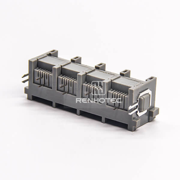 6P2C RJ11 4 Port Netword Modular Connector Right Angle Unshielded Without LED