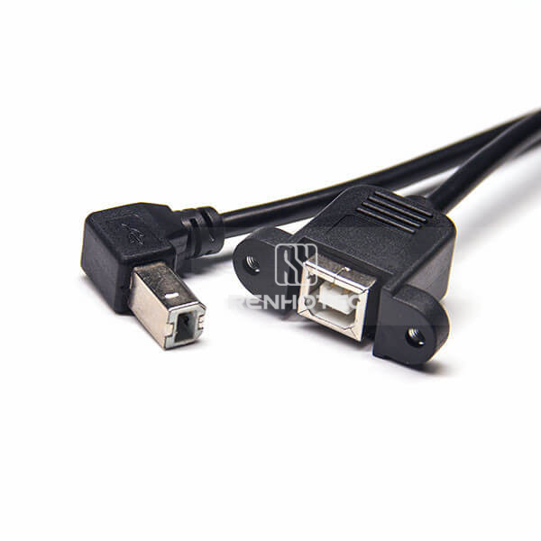 Type B USB Cable OTG Down Angle Male to Straight Female with Screw Hole