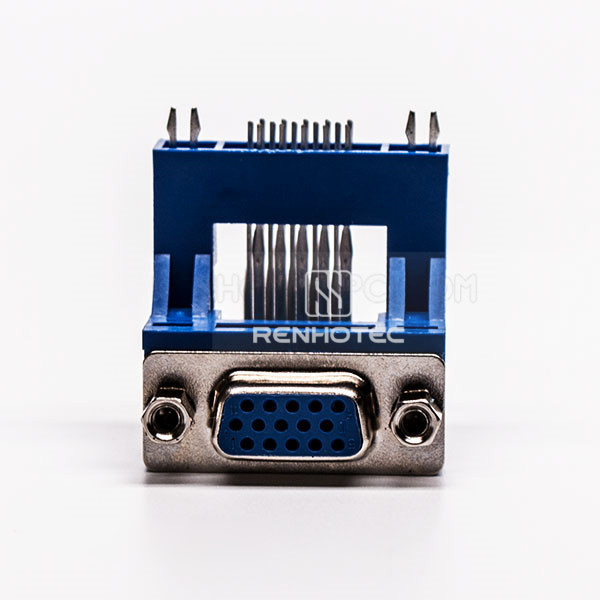D-SUB 15 Pin HD Female Right Angle Elevated Staking Type for PCB Mount