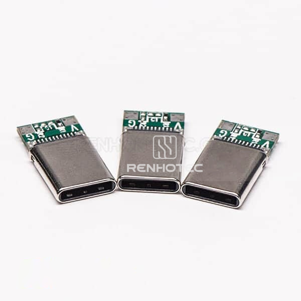 Straight USB Type C 24 Pin Connector Solder Type for Cable