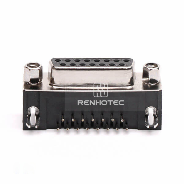 15 Pin Female Solder D-SUB Connector Right Angle Solder Type with Stamped Pin for PCB