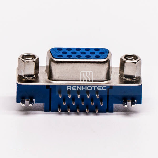 DB 15 90 Degree High Density Blue Female Through Hole for PCB Mount