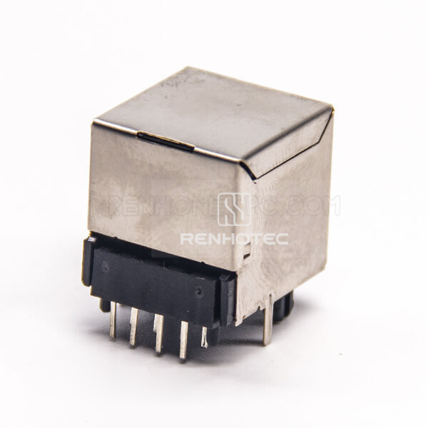 RJ45 Ethernet Socket Shielded Jack 90 Degree Through Hole PCB Mount