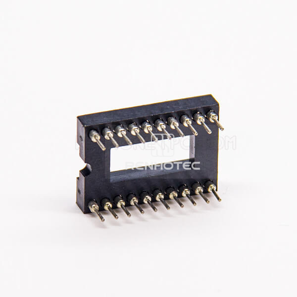 20 Way Dual Row Circular Holes Female Header Connector Through Hole