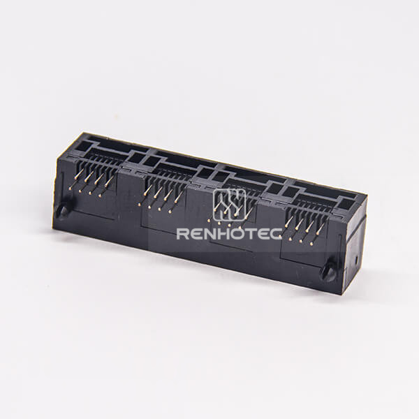 Port RJ45 4 Port Types Unshielded without LED 90 Degree Plastic Black