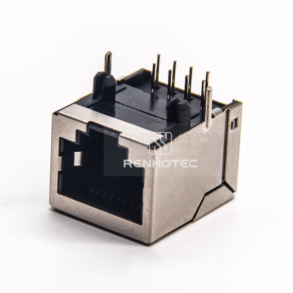 Ethernet to RJ45 Shielded without LED 90 Degree Through Hole for PCB Mount