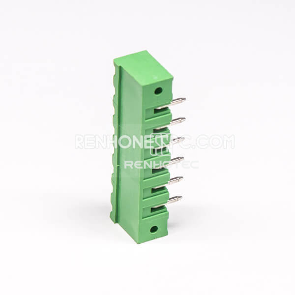 Terminal Block Connector Pluggable 6 Pin Right Angle Through Hole for PCB Mount