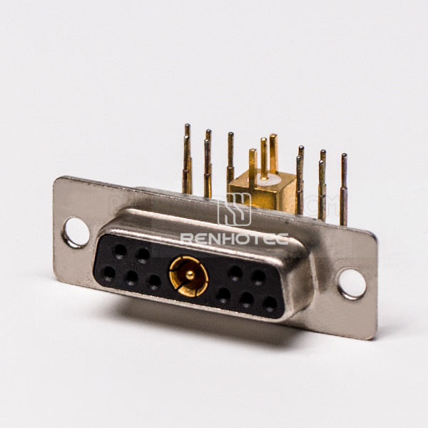 D-SUB Coaxial 11W1 Right Angle Solder Type Receptacle For PCB Mount Connector