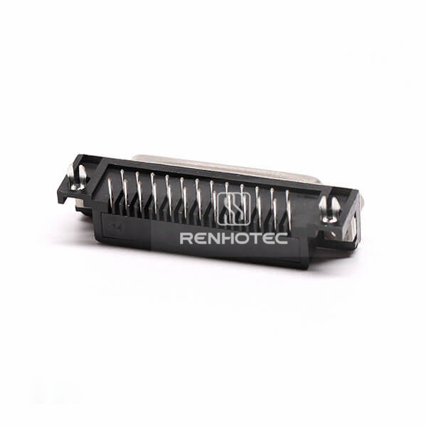 25 Pin D-SUB Female Right Angle Solder Type for PCB with Stamped Pin Connector