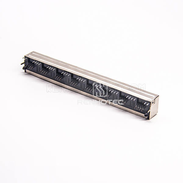 RJ45 Ethernet Jack Right Angle 1*8 PCB Mount Shielded with LED Through Hole