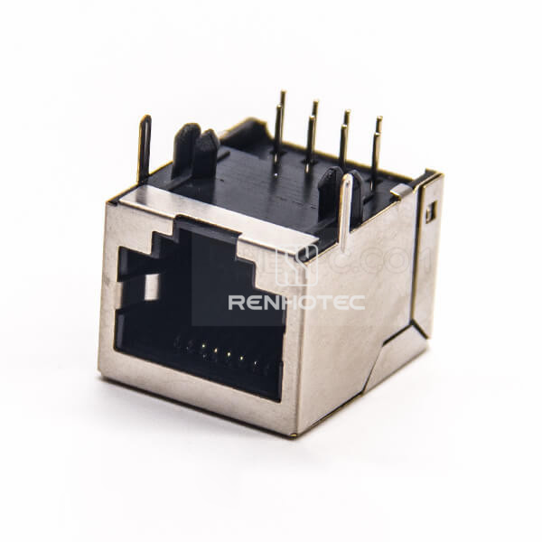 Metal RJ45 Socket DIP Type Right Angle Shielded without LED for PCB Mount