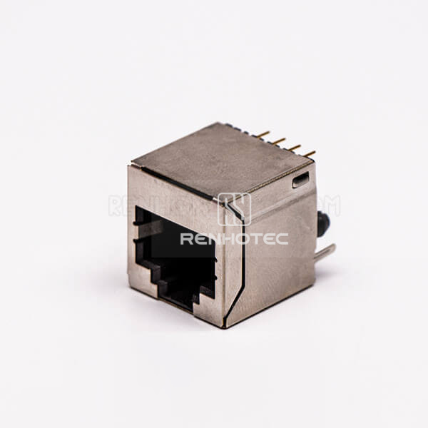 RJ45 Female 1 Port 8P Straight Gold Plated With Shield Without LED