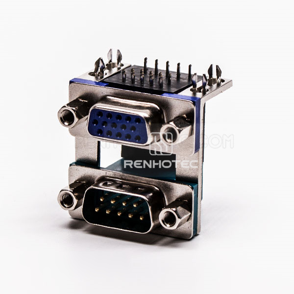 D-SUB Stacked Connector Staking Type Through Hole for PCB Mount