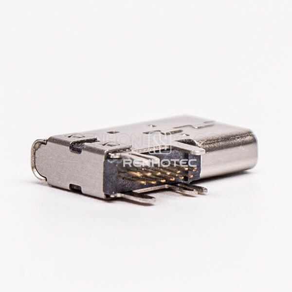 Through Hole USB Type C Female 90 Degree Flag Type