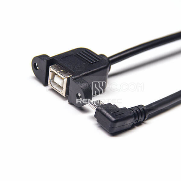 Micro USB Right-Angle Male to USB-B Straight Female Cable